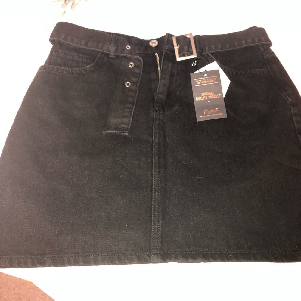 Primark Black Denim Skirt with belt